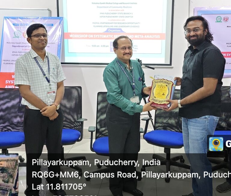 Systematic Review Workshop partnering with MGMCRI, IPHA and IAPSM Puducherry1